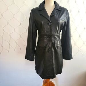 Marc New York Leather Coat • All Black • 3/4 Length • Size Medium